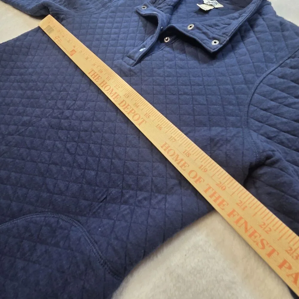 Duluth Pullover Sweater Mens Medium Blue Quilted Snap Button Long Sleeve